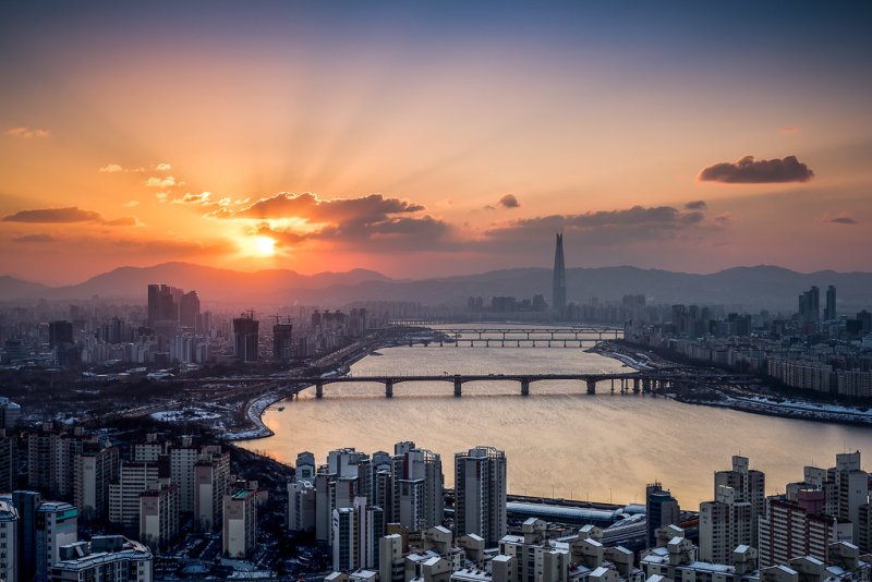 Южная Корея Эстетика Сеул закат