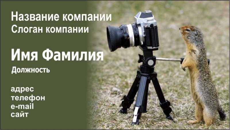 Визитка фотографа шаблон