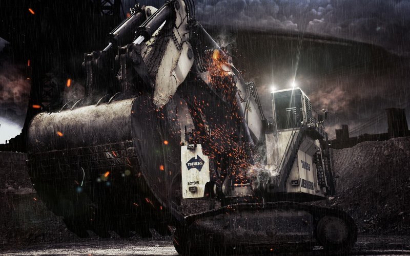 Экскаватор ночью