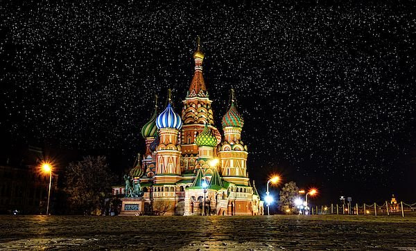 Собор Василия Блаженного ночью