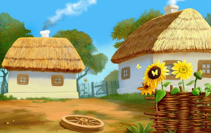 Украинская хата Мазанка Подсолнухи