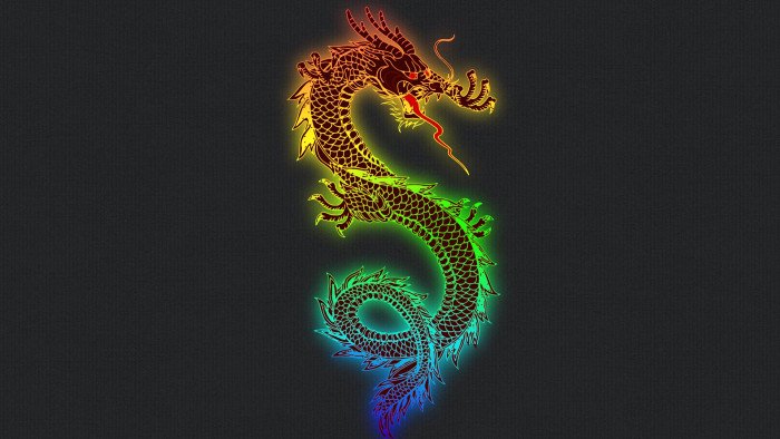 Дракон на черном фоне