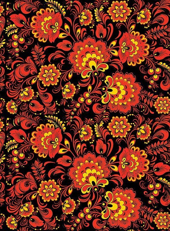 Ткань роспись Хохлома