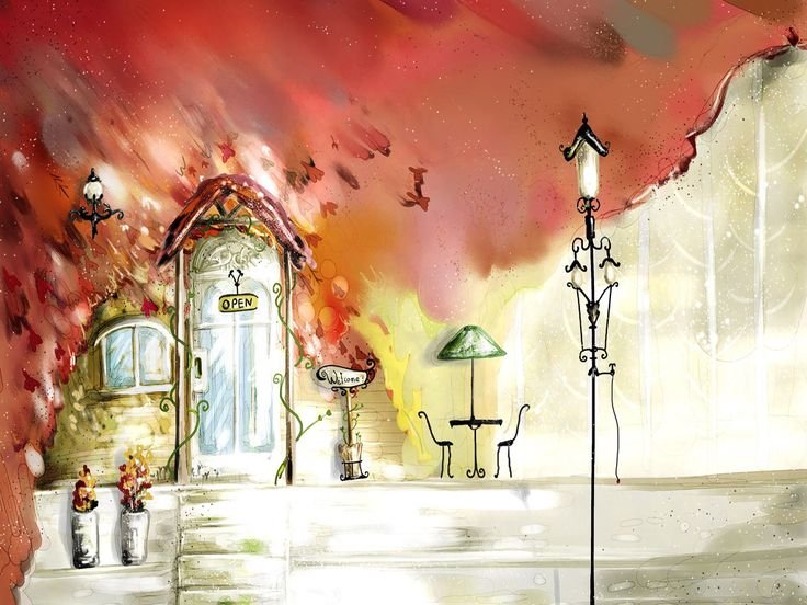 Сказочные рисунки акварелью