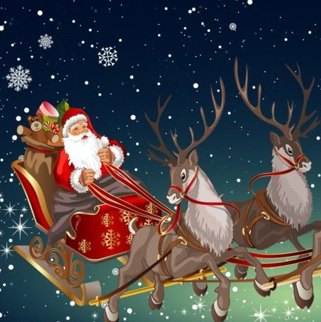 Оленья упряжка Деда Мороза