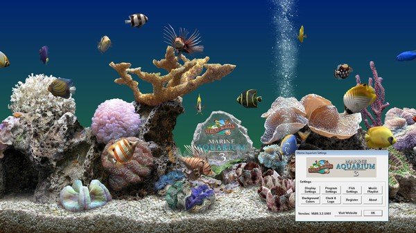 Скринсейвер аквариум с часами