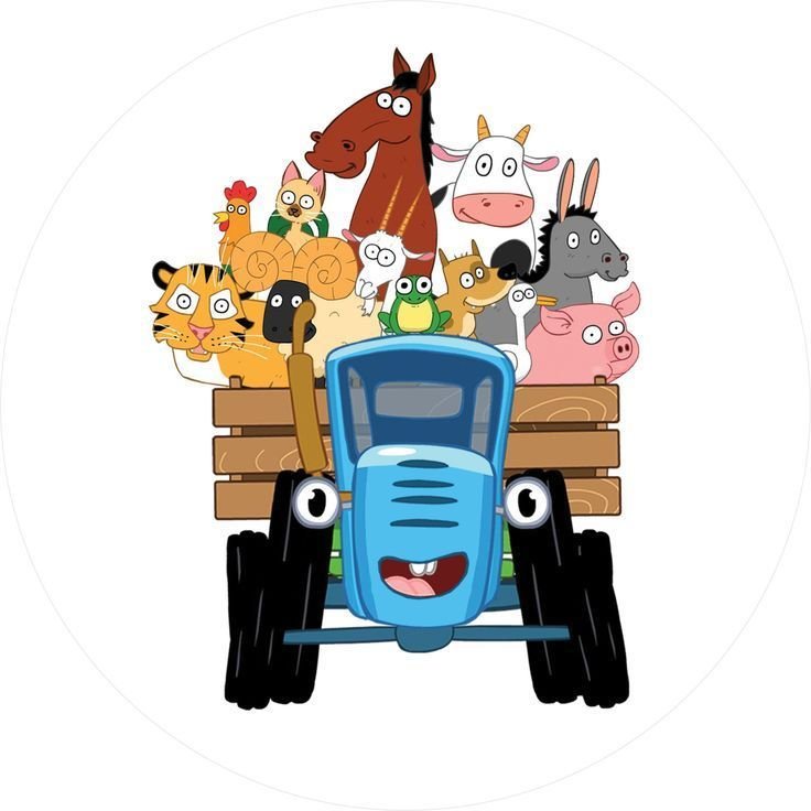 Синий трактор вектор