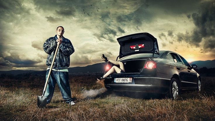 Фотосессия парня с машиной