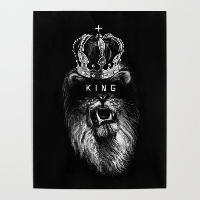 Лев с короной черно белый