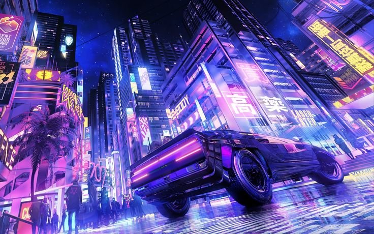 Cyberpunk 2077 City неон