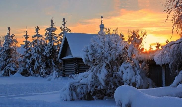 Деревня Корза Карелия зима