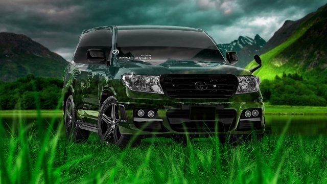 Ленд Крузер 200 зеленого цвета