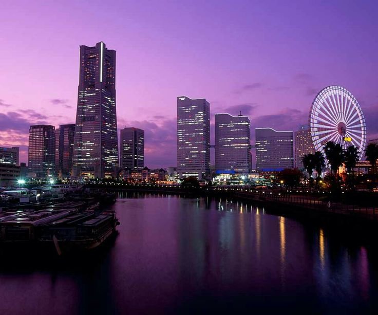 Вечерний Йокогама Япония город