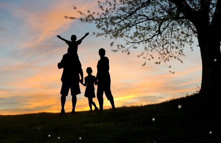 Силуэт счастливой семьи