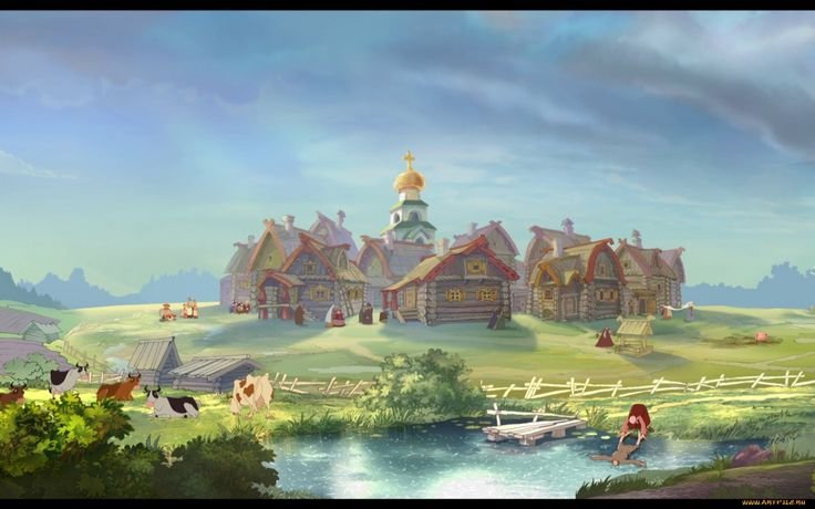 Алеша Попович мультфильм деревня