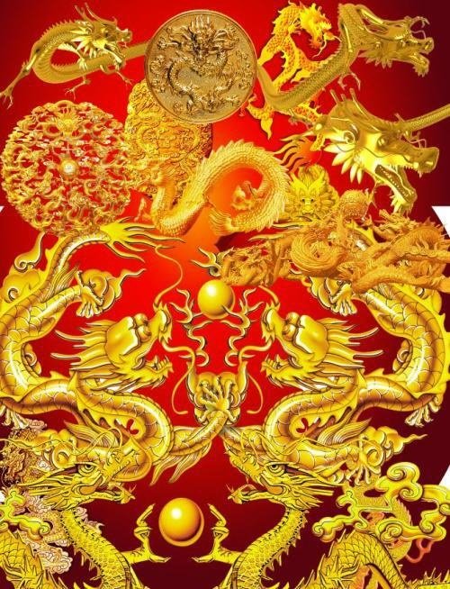 Китайский дракон на золотом фоне
