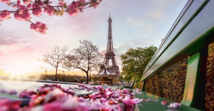 Париж Эйфелева башня цветы