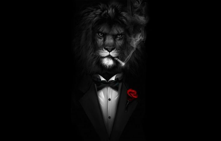 Лев в смокинге с сигарой