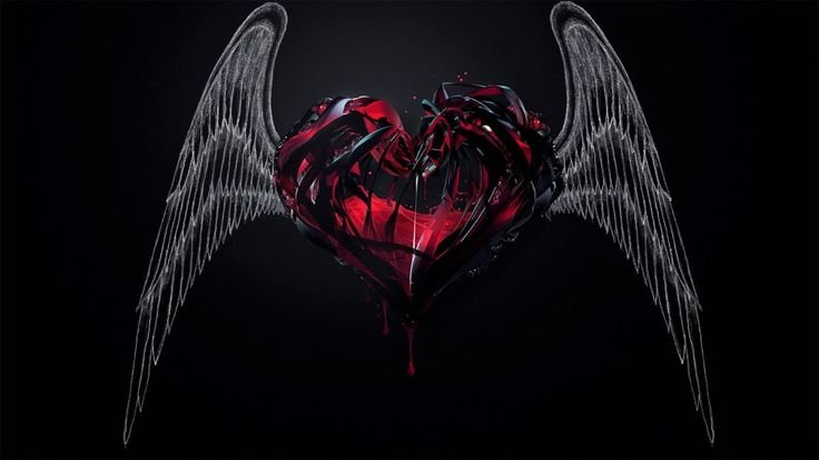 Чёрное сердце с крыльями