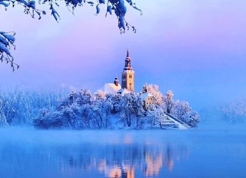 Озеро Блед зимой