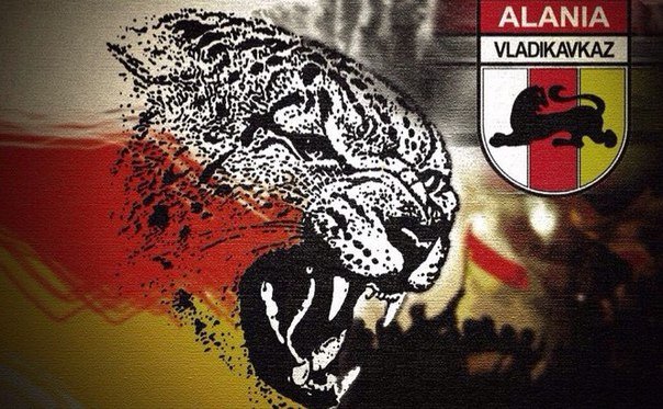 Барс на фоне осетинского флага