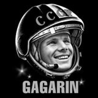 Гагарин на черном фоне