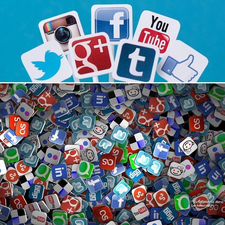 Много иконок социальных сетей