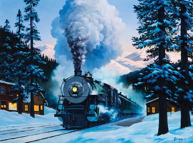 Зимний пейзаж с поездом