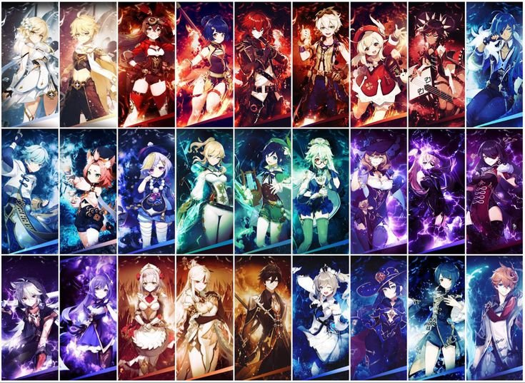 Аниме персонажи Геншин