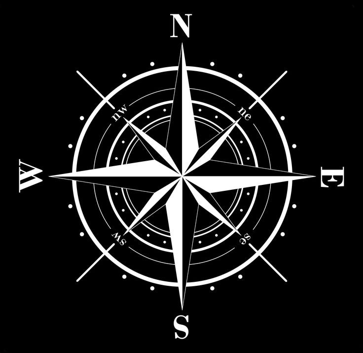 Роза ветров на черном фоне