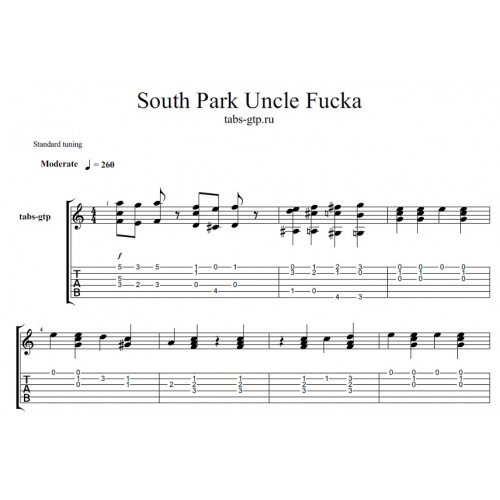 Южный парк на гитаре табы
