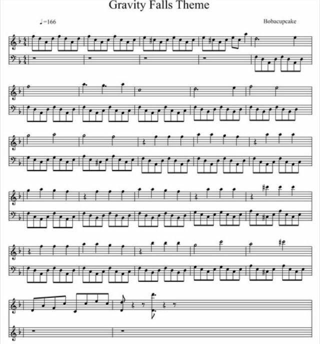 Гравити Фолз Ноты для фортепиано