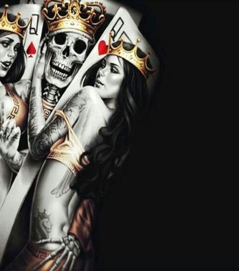 Череп и две дамы