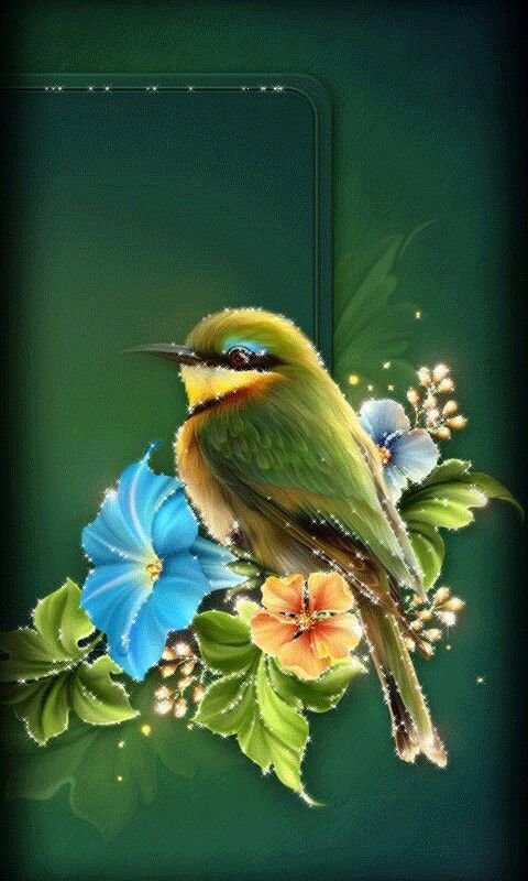 Красивые цветы и птицы